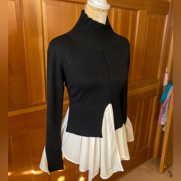 Couture Two Tone Ruffle Hem Sweater - Picture 10 of 16